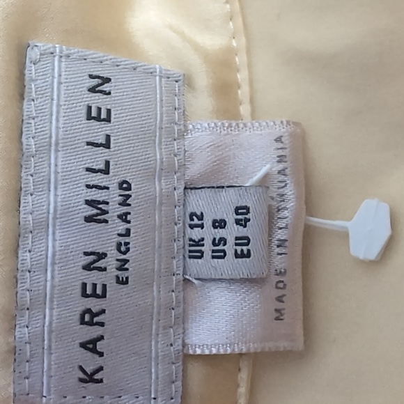 Karen Millen Yellow Button Up Short Sleeve Blouse Sz 8 - Picture 7 of 13